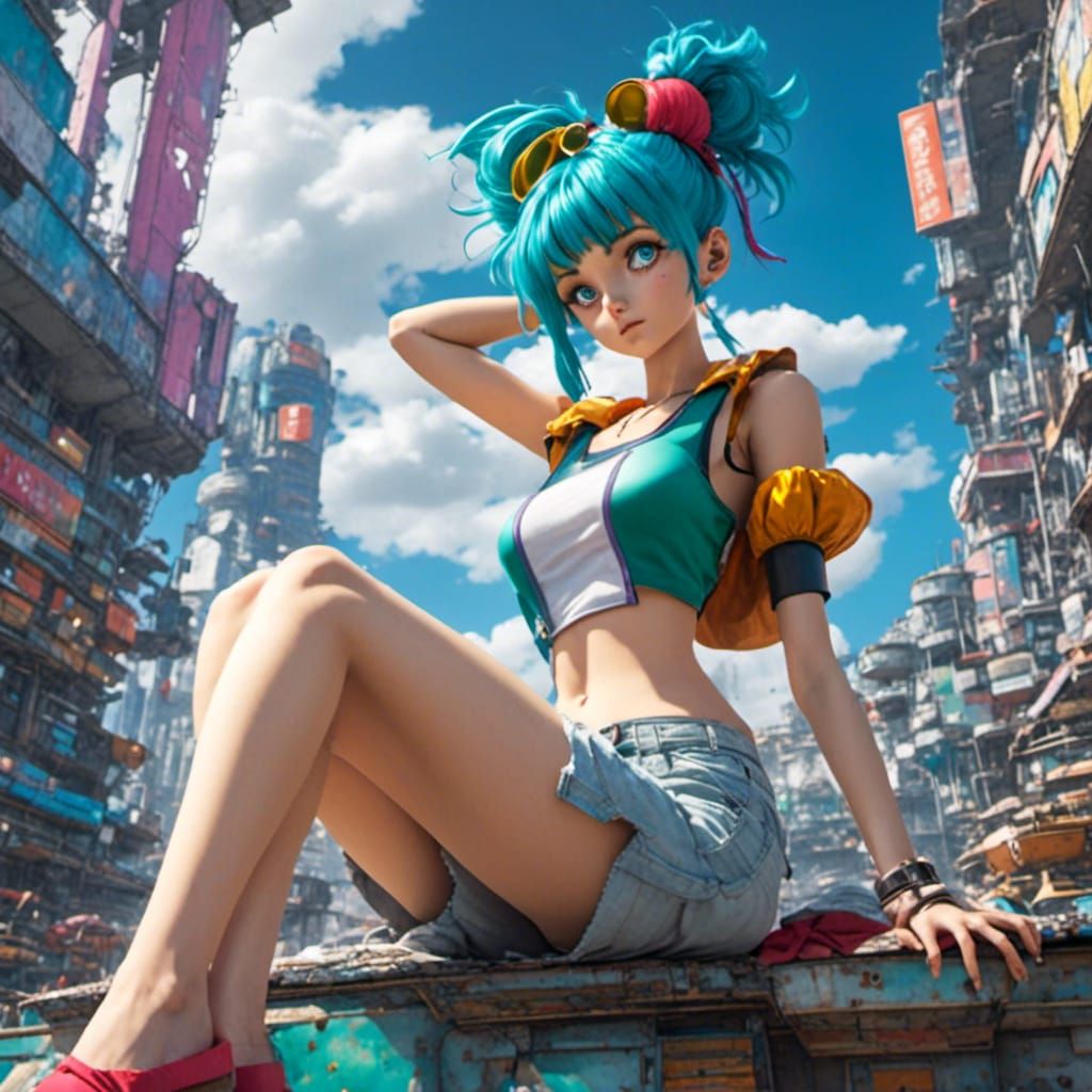 Realistic Bulma from Dragonball Super in Animation Style