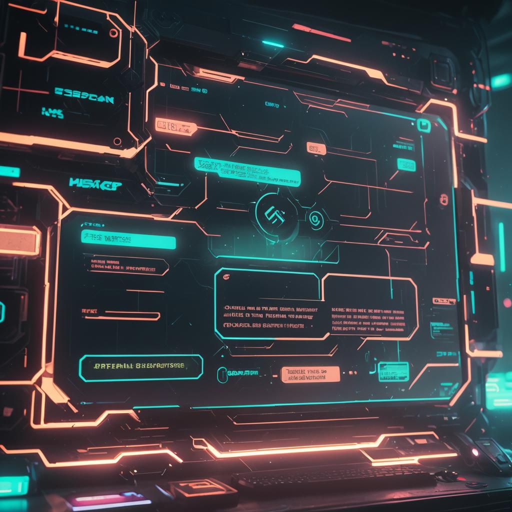 Futuristic Sci-Fi Messaging Screen in Cyberpunk Style