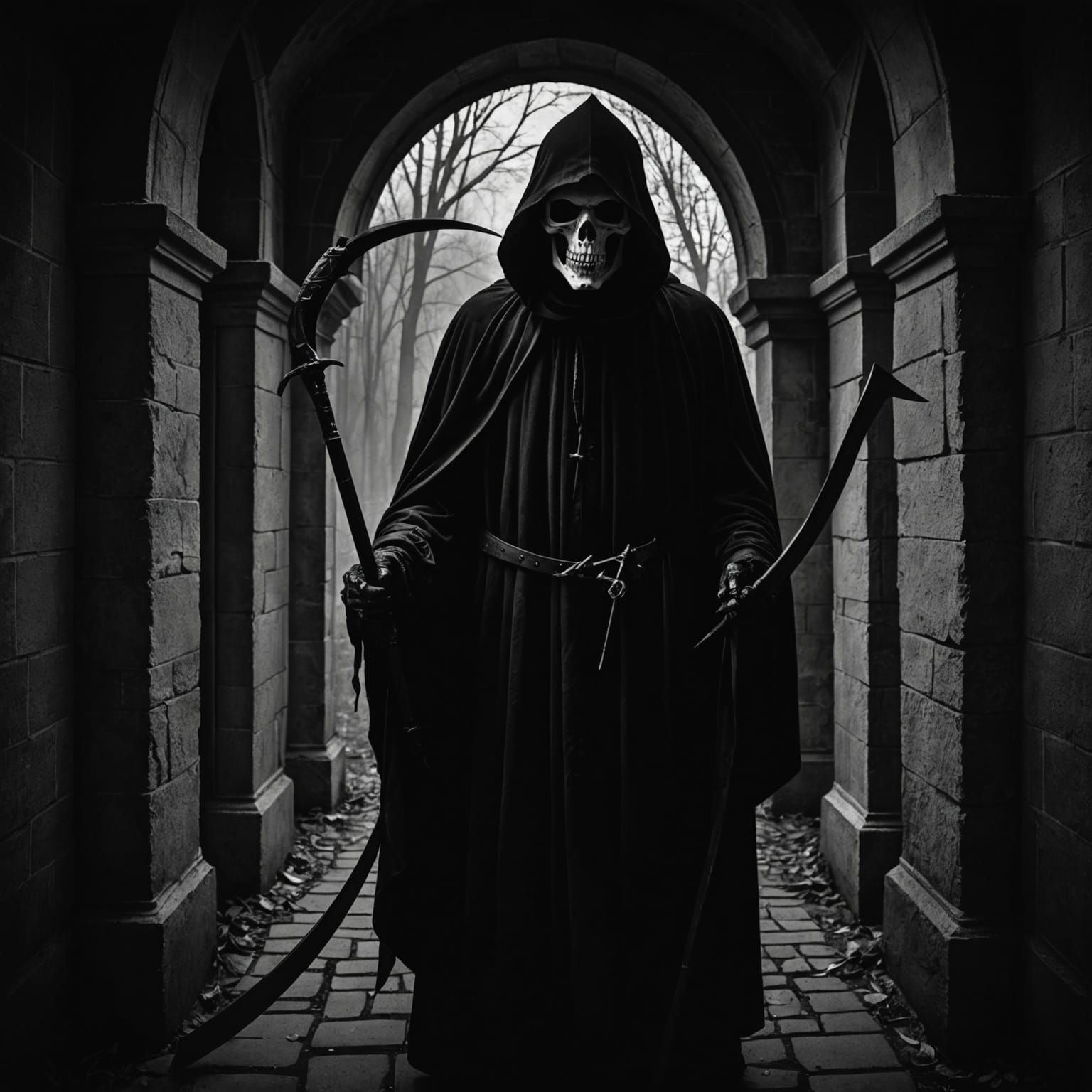 Grim Reaper with Shadow Scythe in Crypt