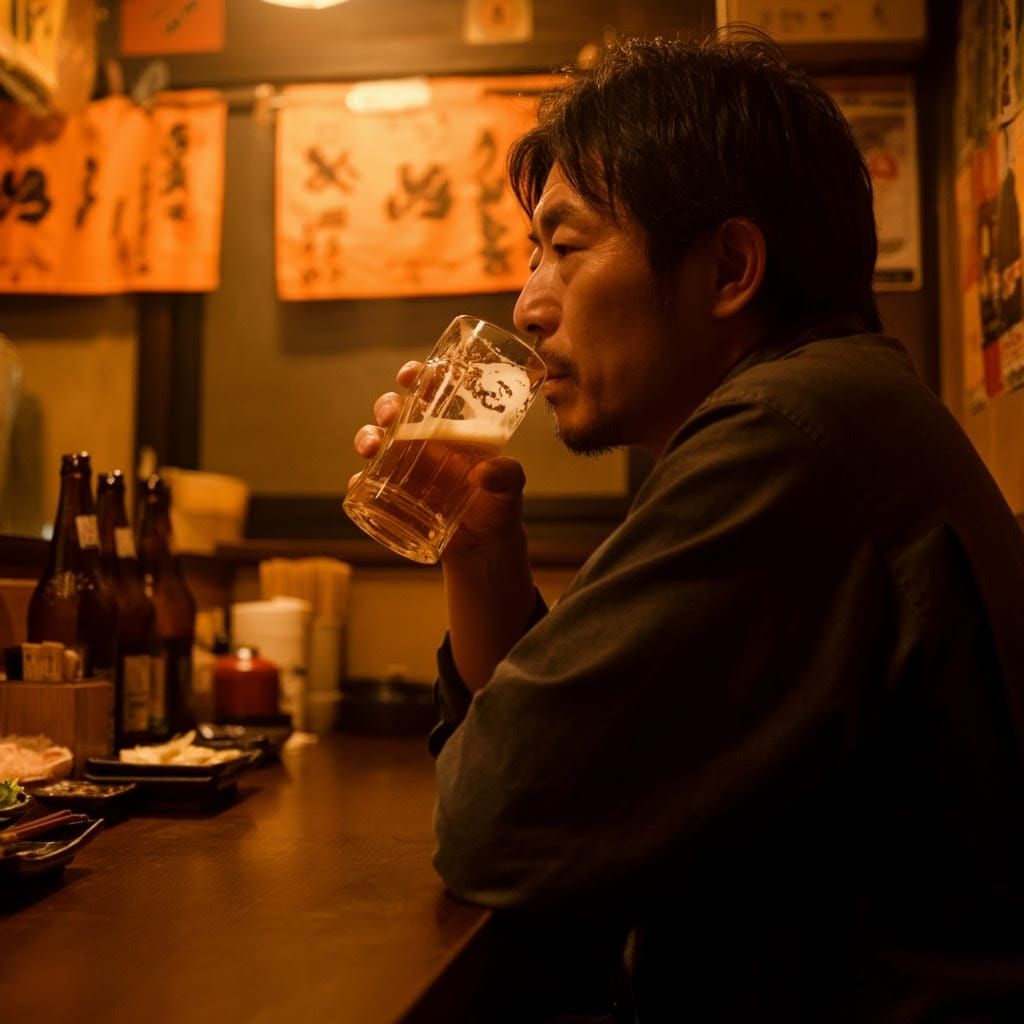 Melancholy Man at Bar in Cinematic Style