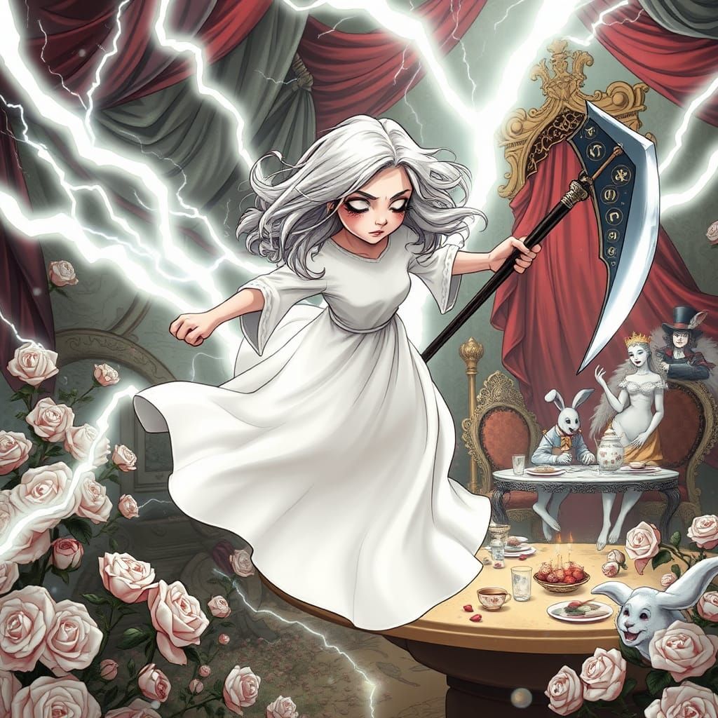 Ghost Woman's Mystical Battle in Wonderland