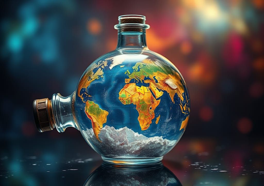 World in a Bottle with Flying Fairy