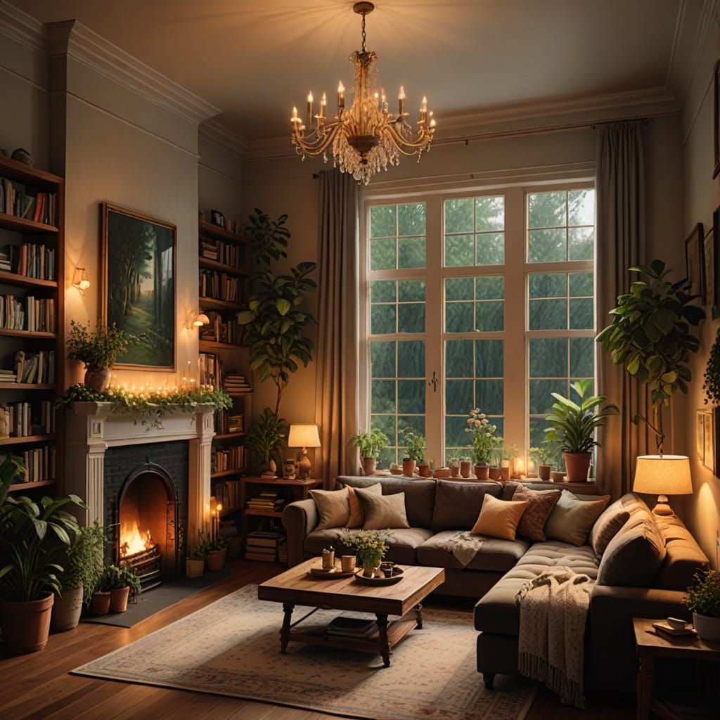 Cozy Maximalist Oasis in Warm, Golden Light