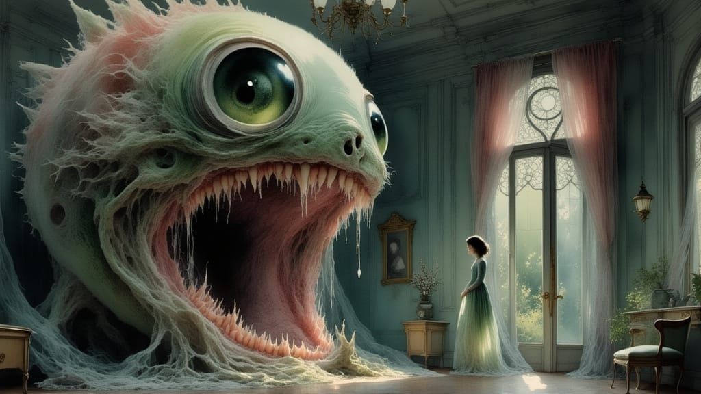 Menacing Ethereal Eyeball in Nightmarish Realism