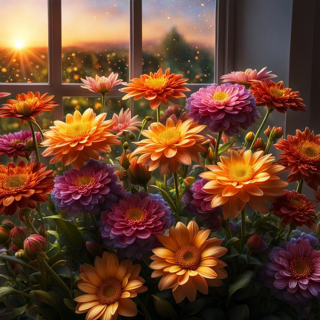 Flowers at the kitchen window