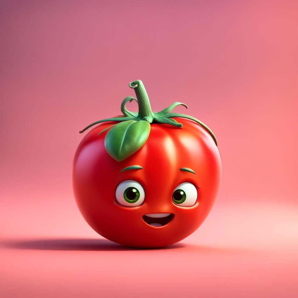 Cute Tomato Character in 3D Digital Art Style