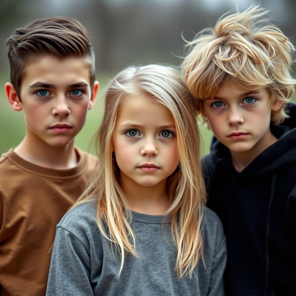 Teen Friends Pose in Casual Harmony, Spring Aesthetic