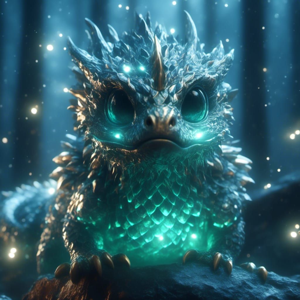 Epic Cute Golden Dragon Fantasy Concept Art