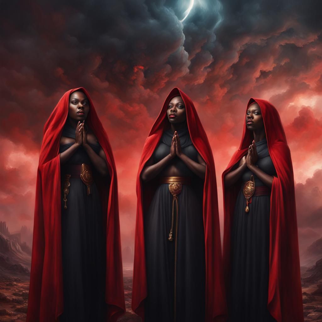 Nuns Praying to Cosmic Goddess: Digital Matte Painting