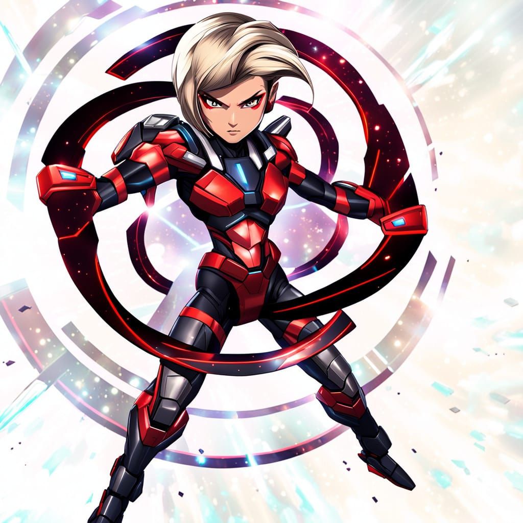 Futuristic Female Bodybuilder in Sleek Armor