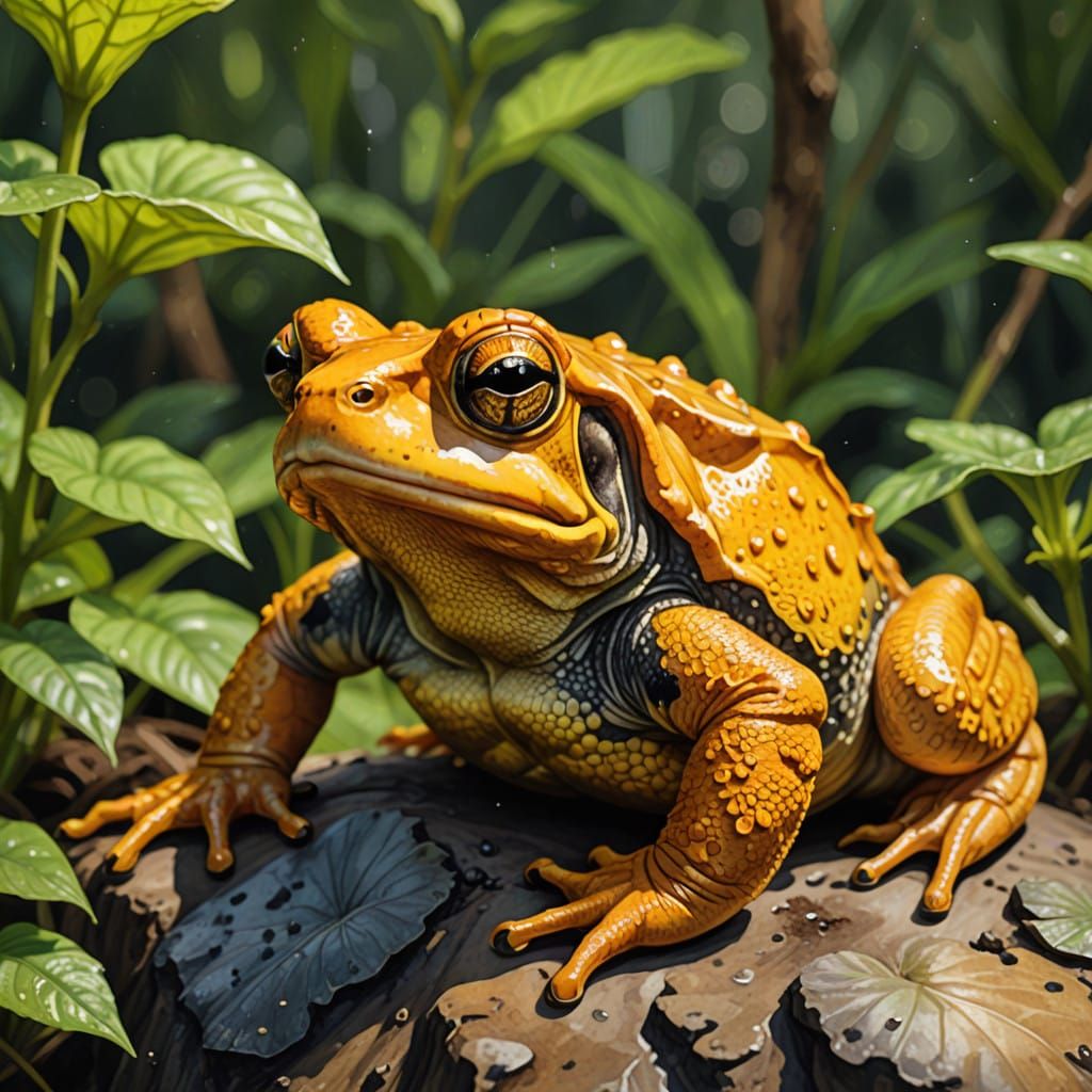 Vibrant Golden Toad in Watercolor