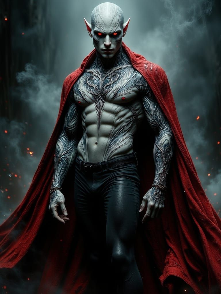 Pale Elf Vampire Lord in Dark Fantasy Style