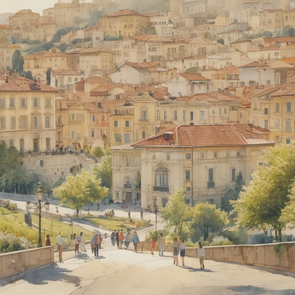 Watercolor Architectural Sketch of Belvedere Square