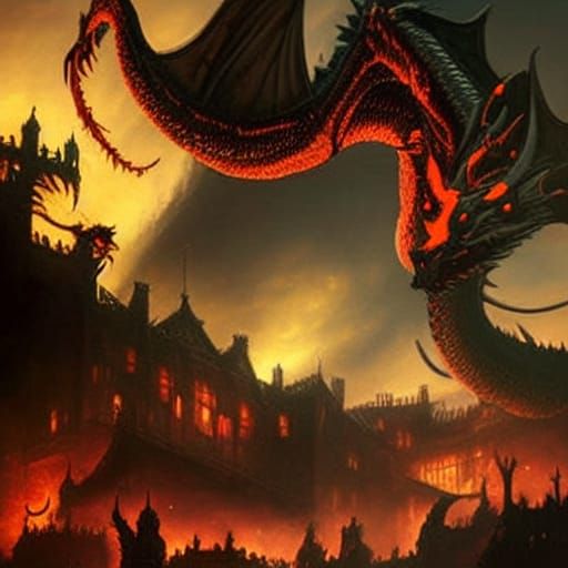 Detailed Halloween Dragon in Dark Fantasy Style