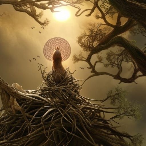 Phoenix Mother Nesting in the Tree of Life