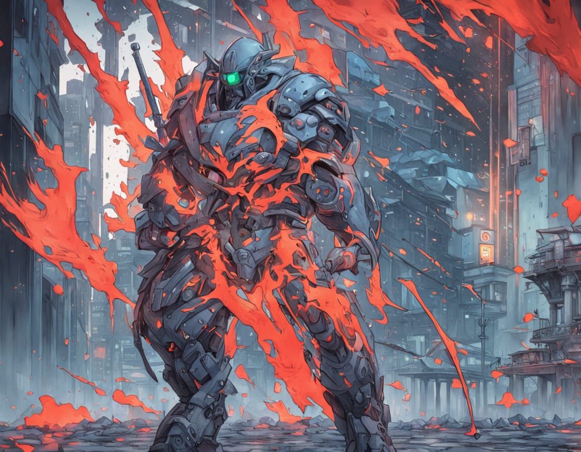 Sci-Fi Character in Neon City, Anime Style