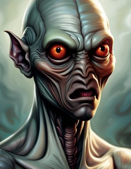 Grotesque Human-Fly Hybrid in Horror Style