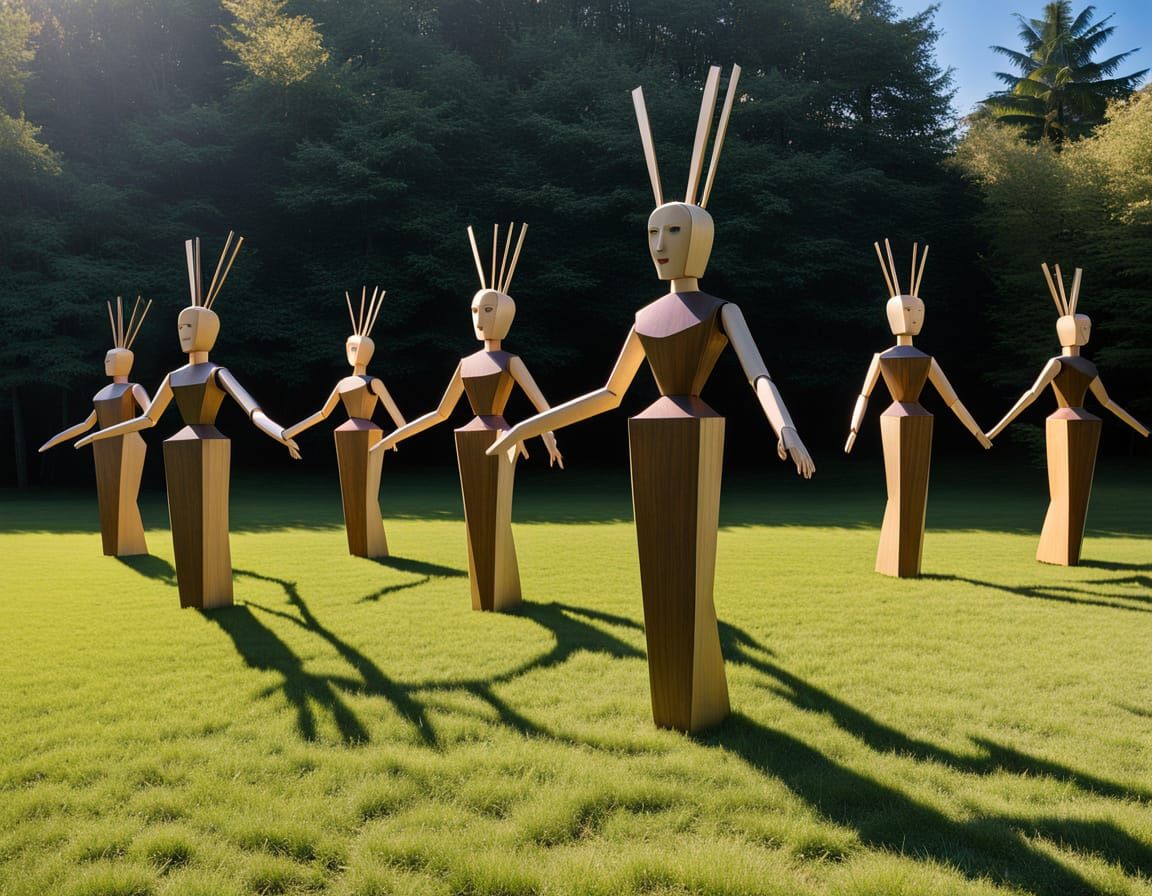 Wooden Automata Interpretive Dance Troupe "Jazz Hands"