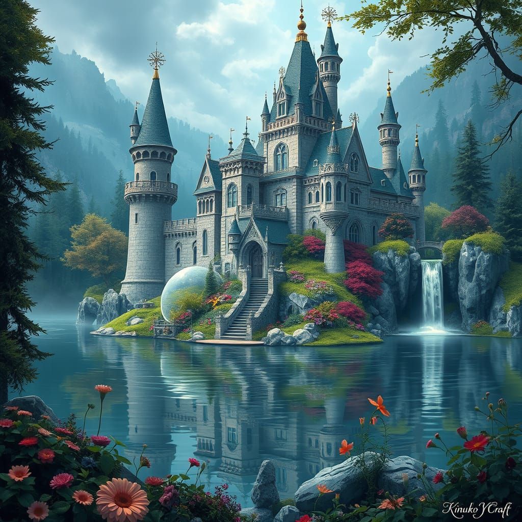 Majestic Whimsical Castle by the Serene Lake