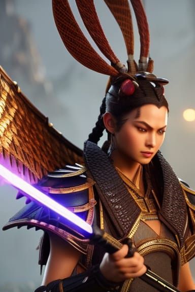 Samurai Rabbit in 3D Game Cinematic Style