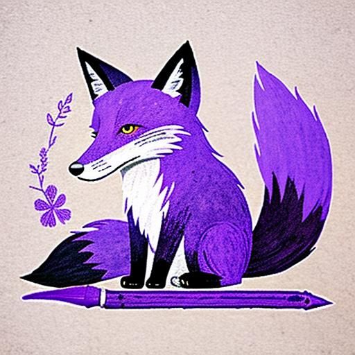 Fox in Harold and the Purple Crayon Style