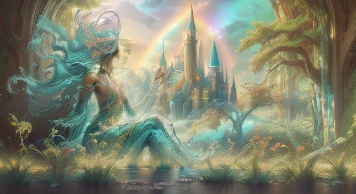 Fantasy Storybook Unfolds Magical World with Castle and Wate...