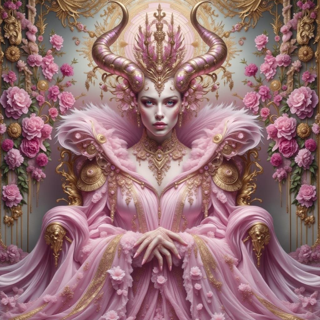 Soft Pink Satan in Ethereal Pop Surrealist Style