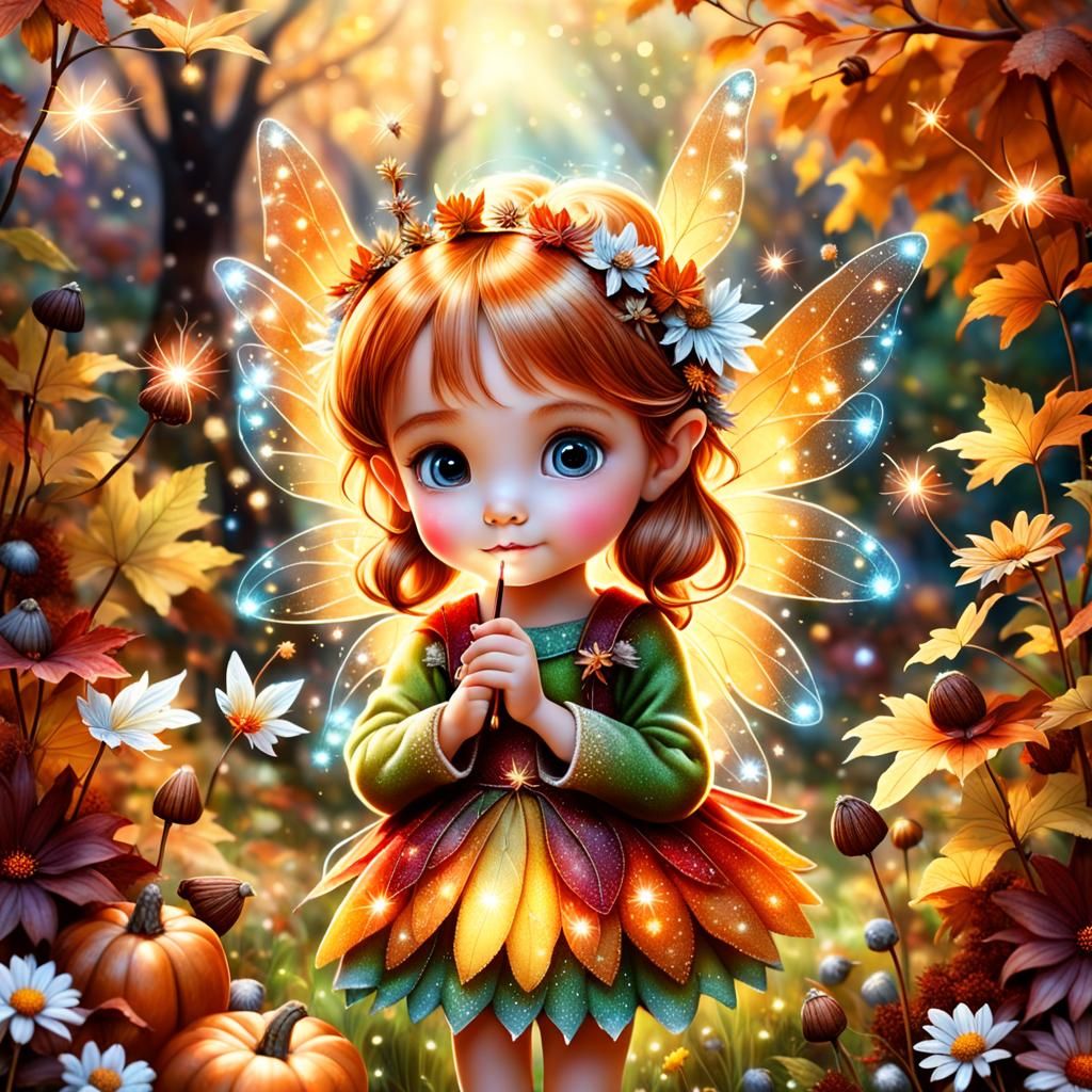 Enchanted Autumn Fairy in Magical Garden