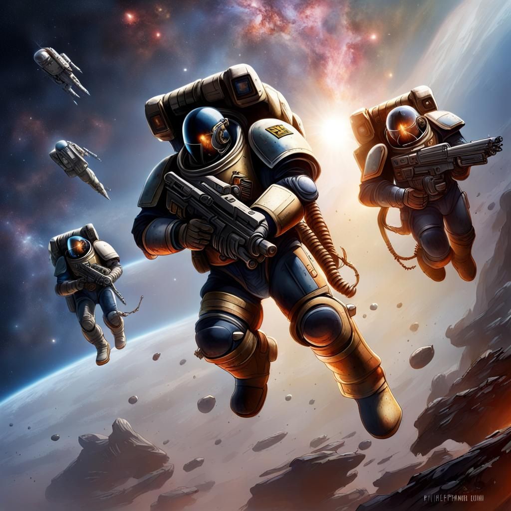 Space Marines Leap into Galactic Void, Comic Book Style