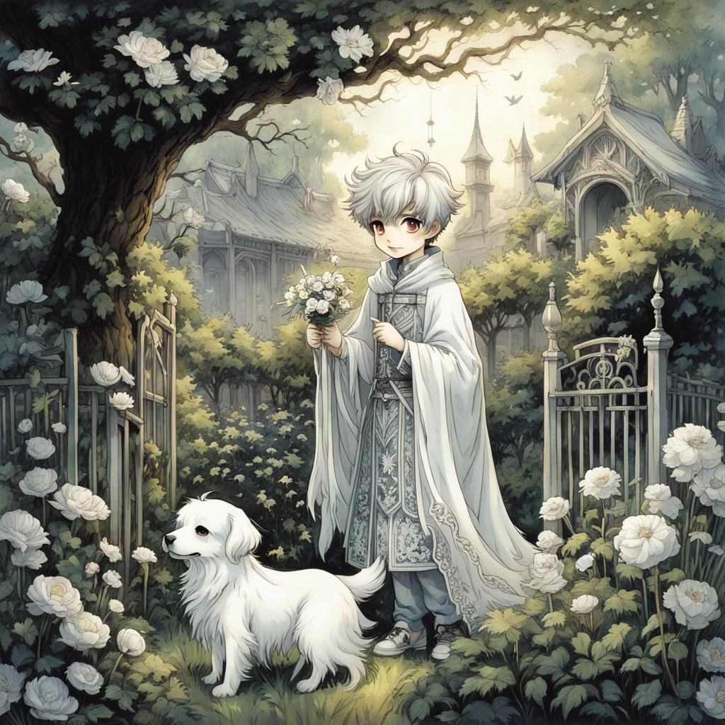 Chibi Ghosts in a Garden, Anime Style