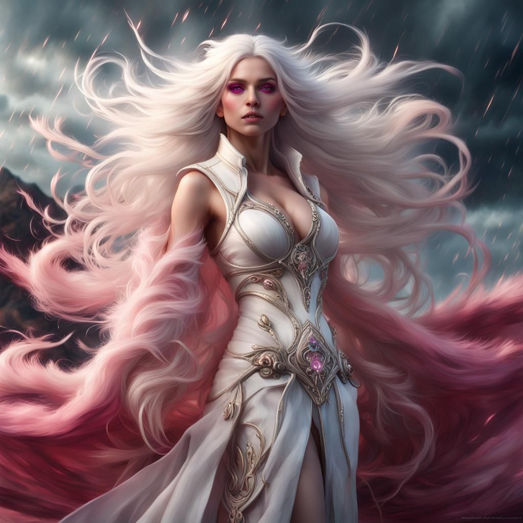 Gorgeous Wind Queen with Tornado, Fantasy Art
