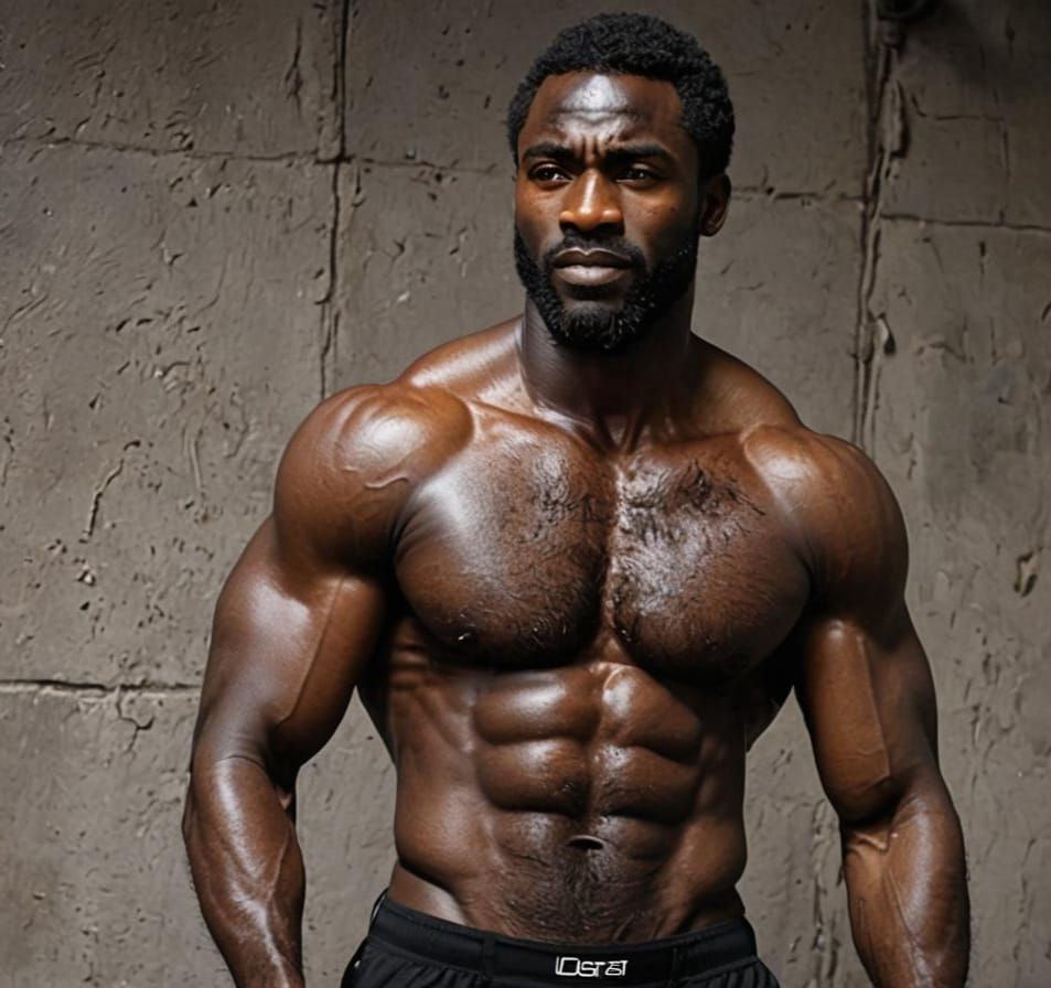 Muscular African Man Exudes Confidence
