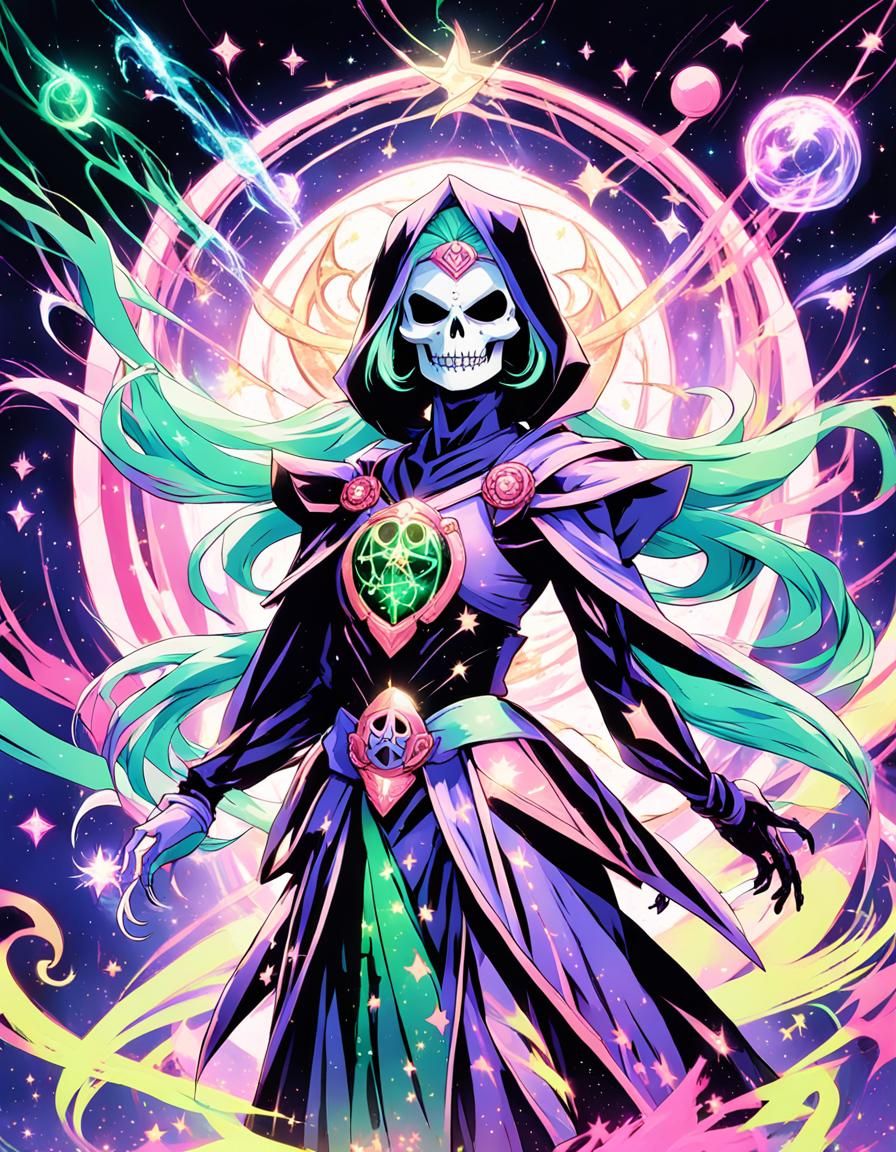 Magical Girl Lady Skeletor in Anime Style