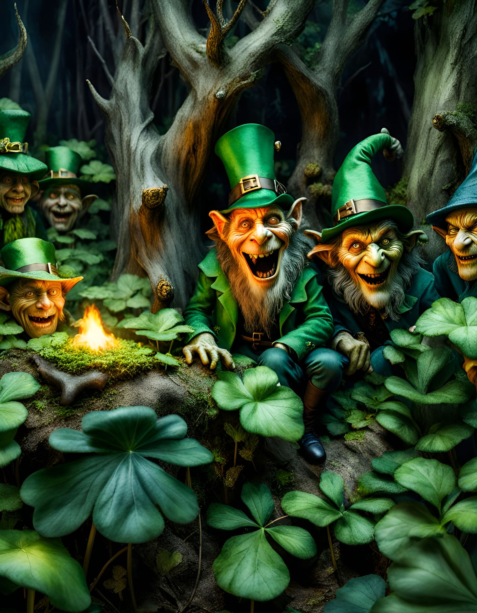Group of Scary Leprechauns Irish Stories