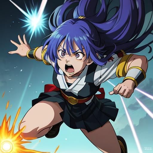 Anime Girl Fires Energy Attack From Above