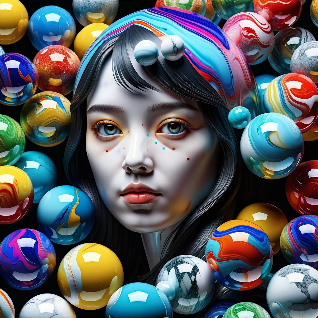Colorful Marble Woman: Hyperrealistic 3D Masterpiece