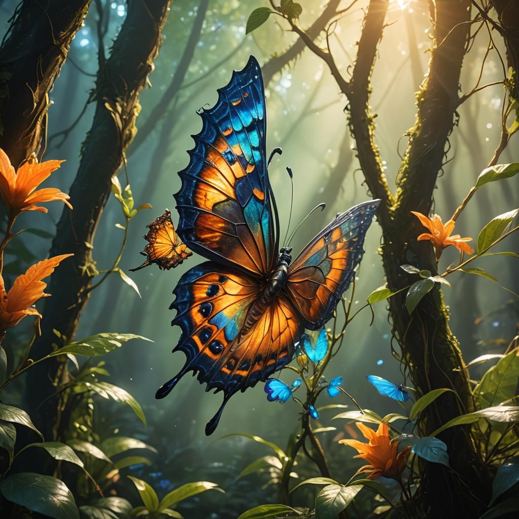 Baby Butterfly Emerges in Forest: Concept Art