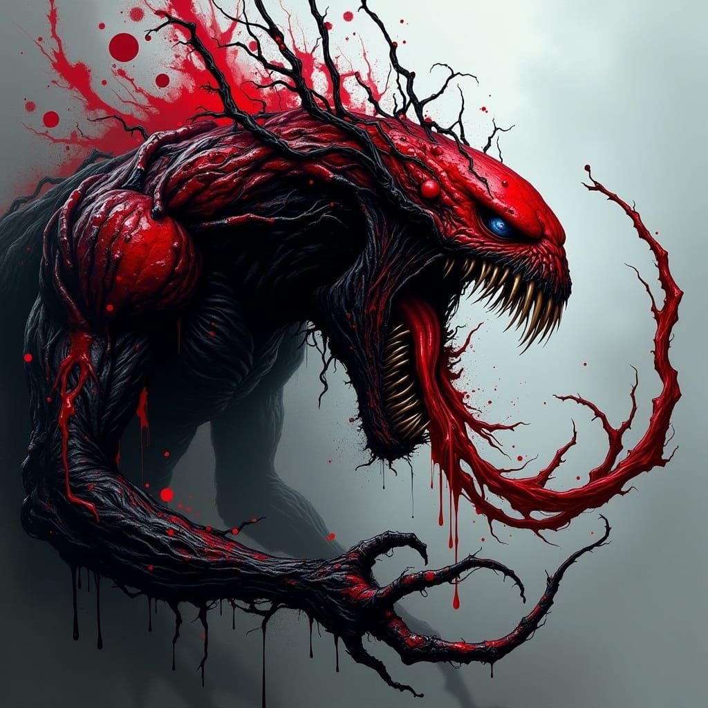 Angry Venom in Twisted Ink Style