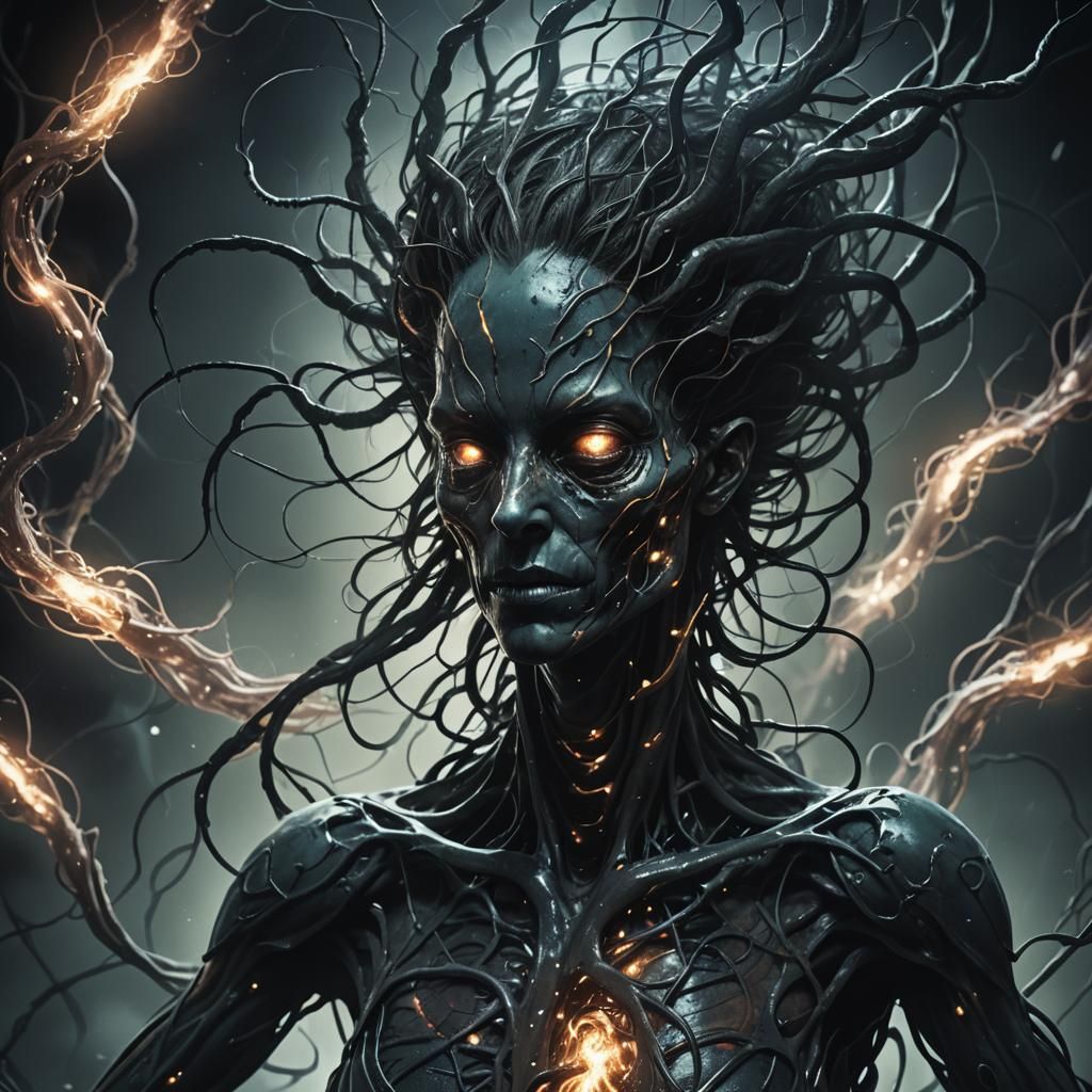 Grotesque Dark Fantasy: Parasite Infestation Close-up