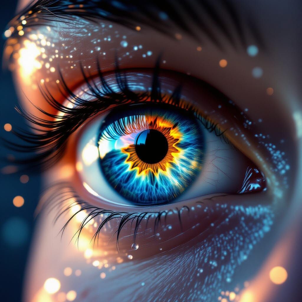 Mesmerizing Human Eye Close-up: Cosmic Iris Explosion