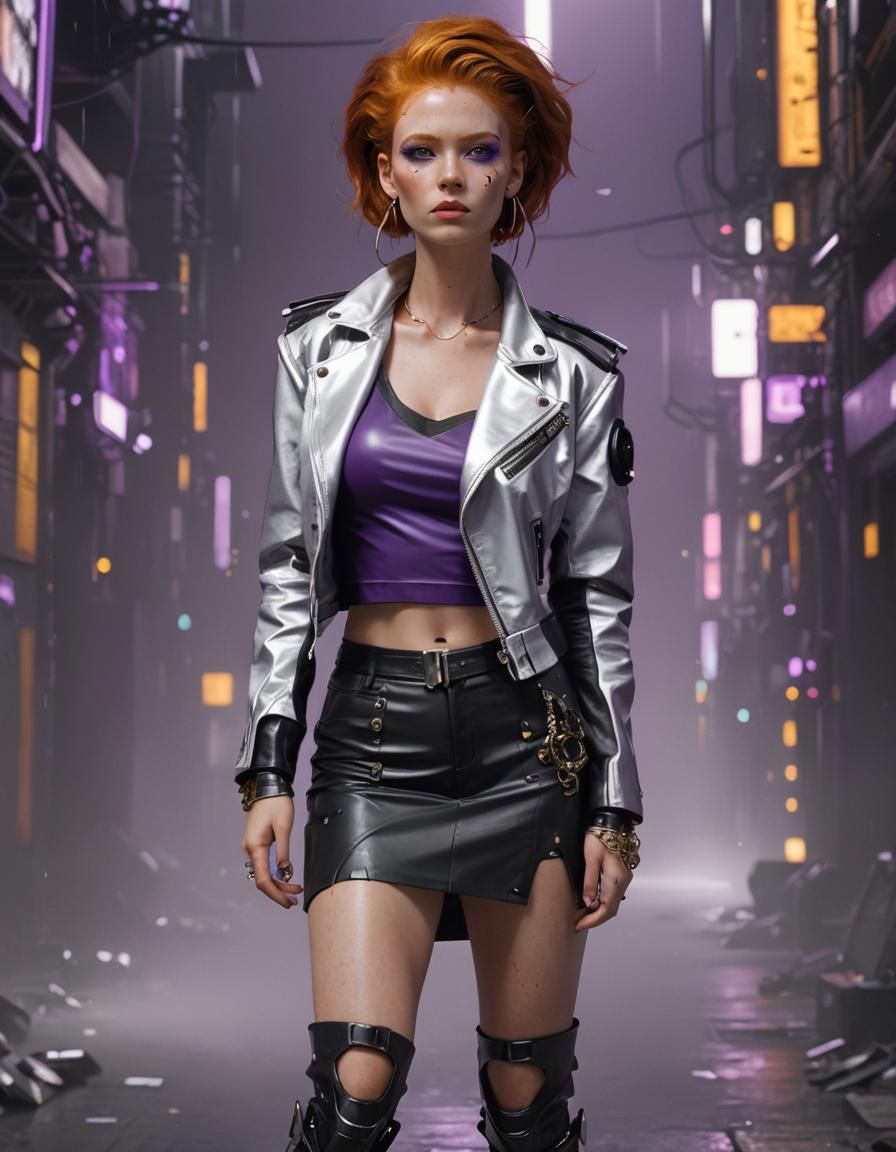 Cyberpunk Ginger Woman in 3D Rendering