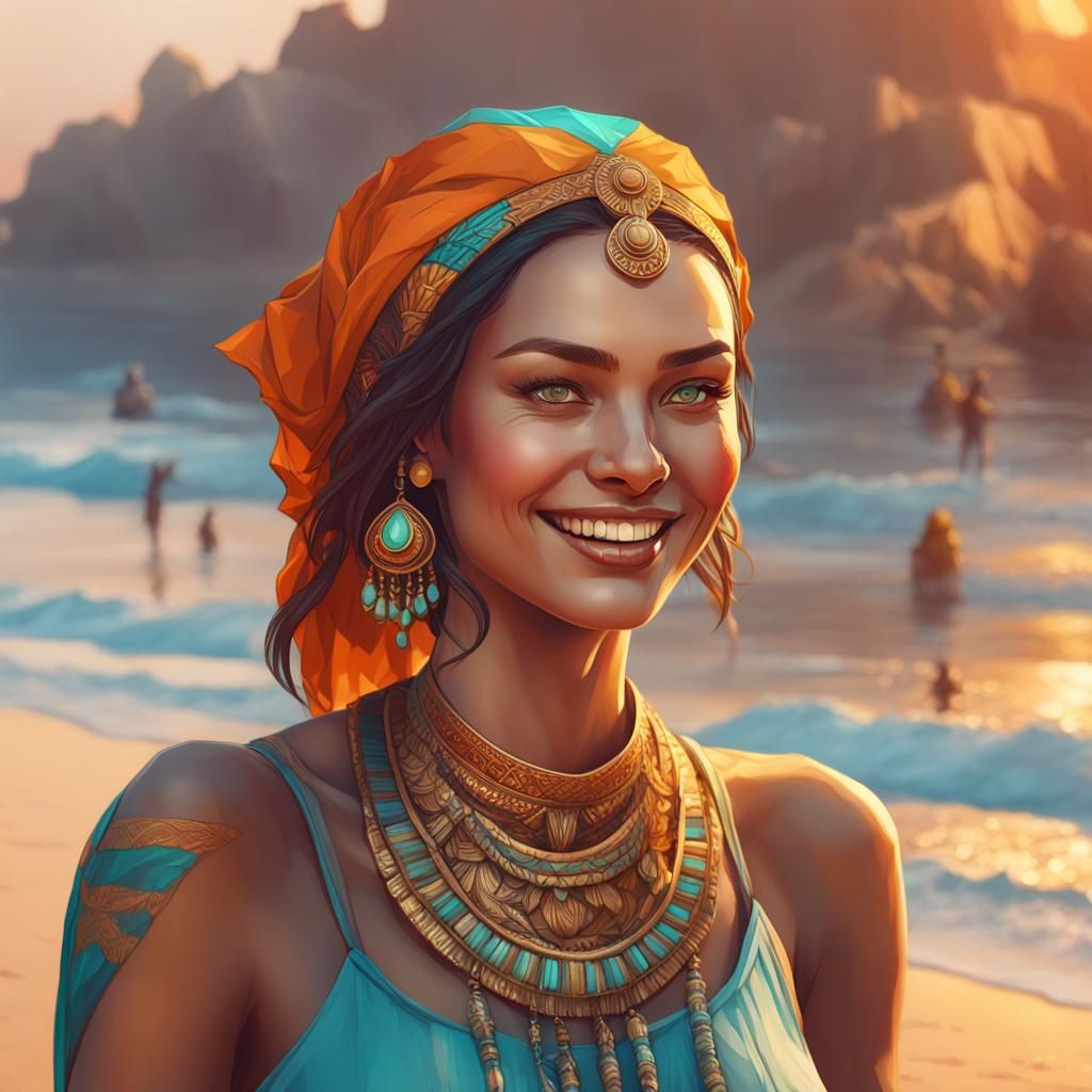 Ukrainian Beauty Basks in Golden Hour at Egyptian Beach