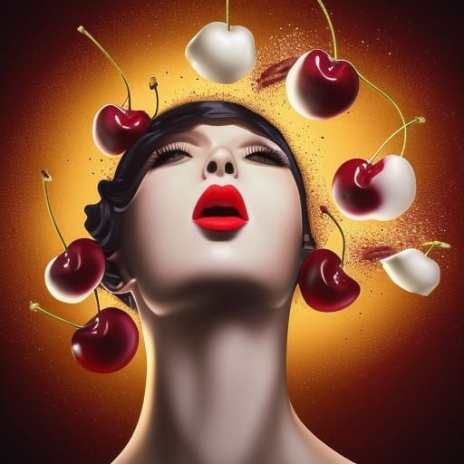 Hyperrealistic Sundae with Whipped Cream and Cherry