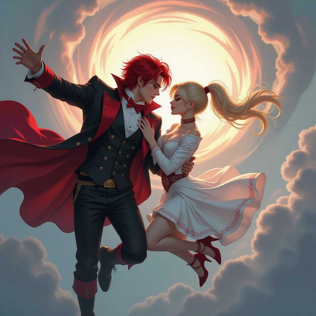 Vampire and Daywalker Embrace in Dramatic Digital Painting
