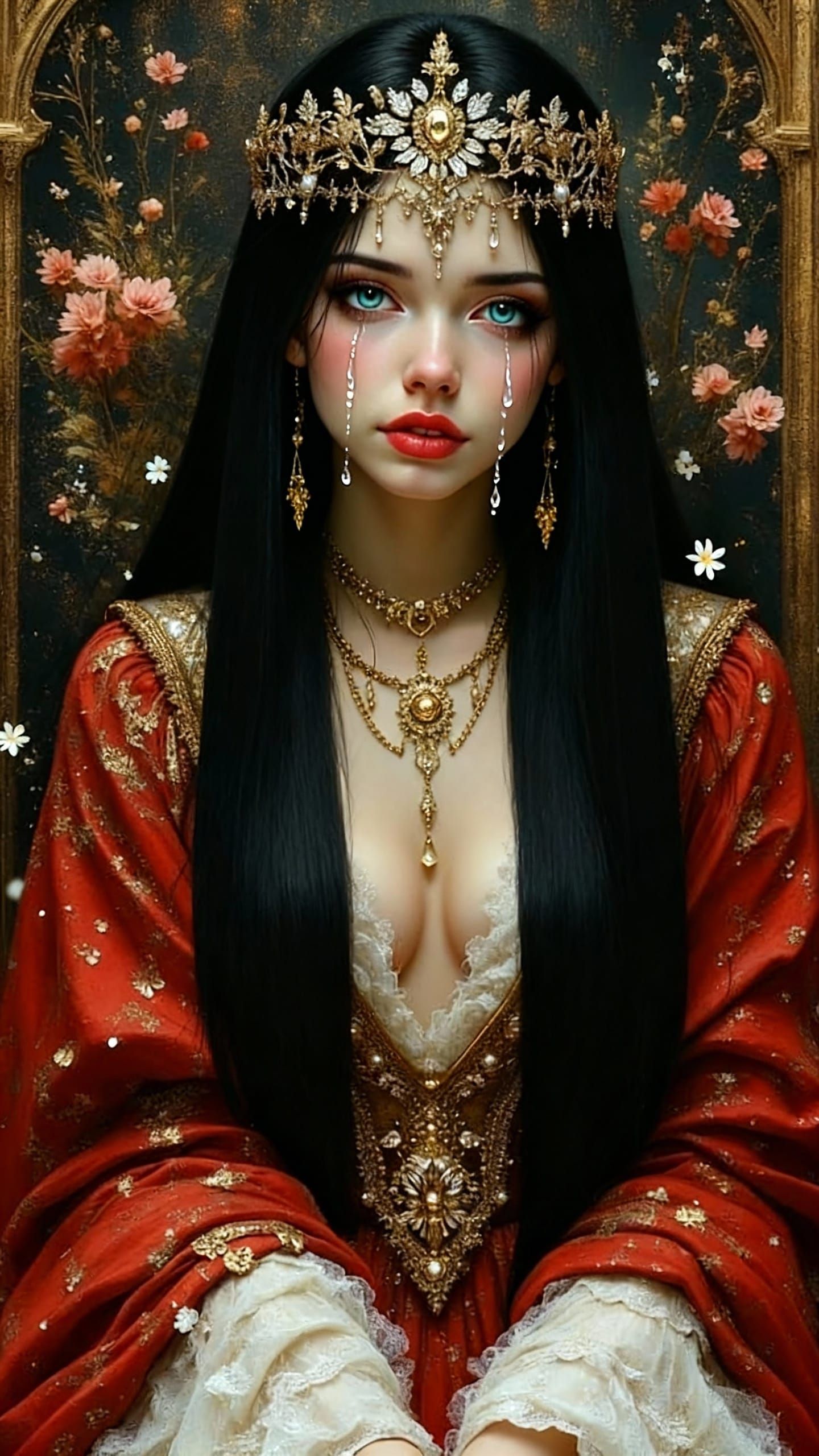 Woman Crying With Tears Running Down Face