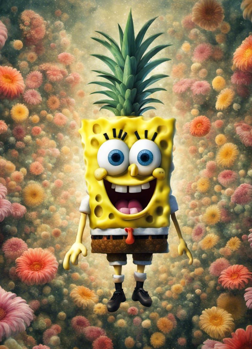 Spongebob with Flowers: A Naoto Hattori Inspired Fantasy