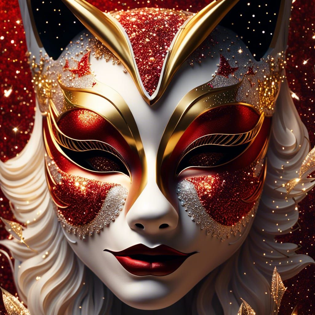 Glittering Venetian Fox Mask Close-Up