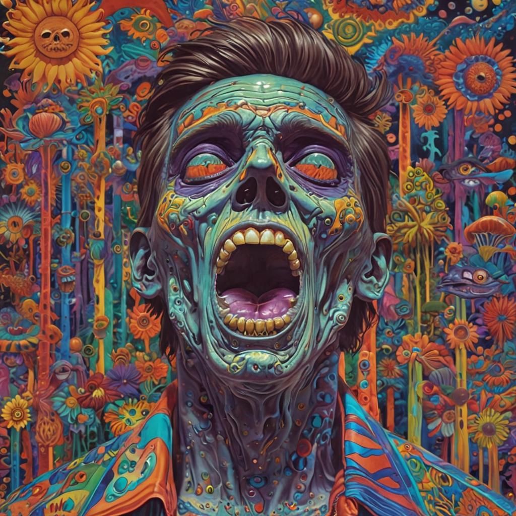 Surreal Face of Death in Psychedelic Bad Trip
