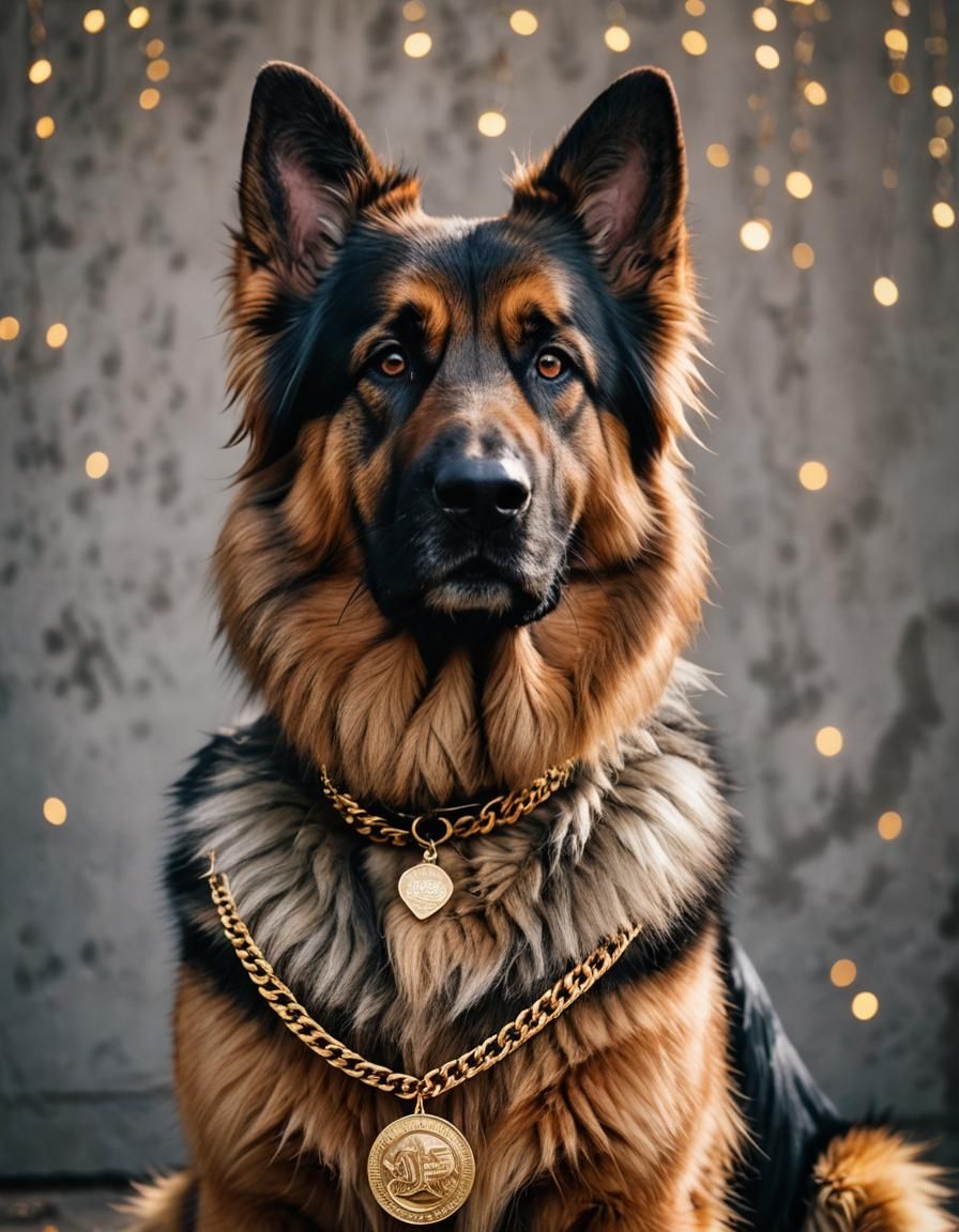 Regal German Shepherd in Mobster Attire