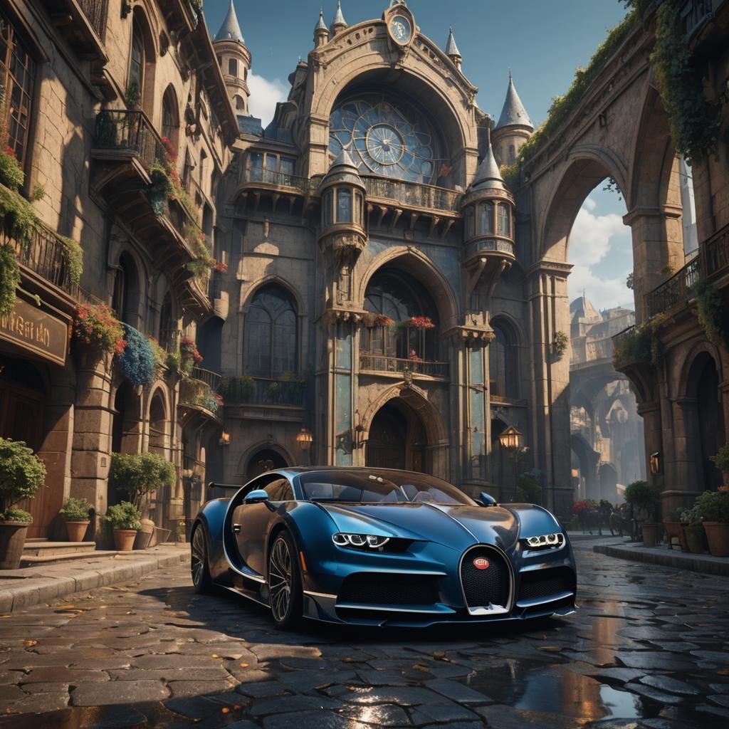 Detailed Matte Painting of a Bugatti